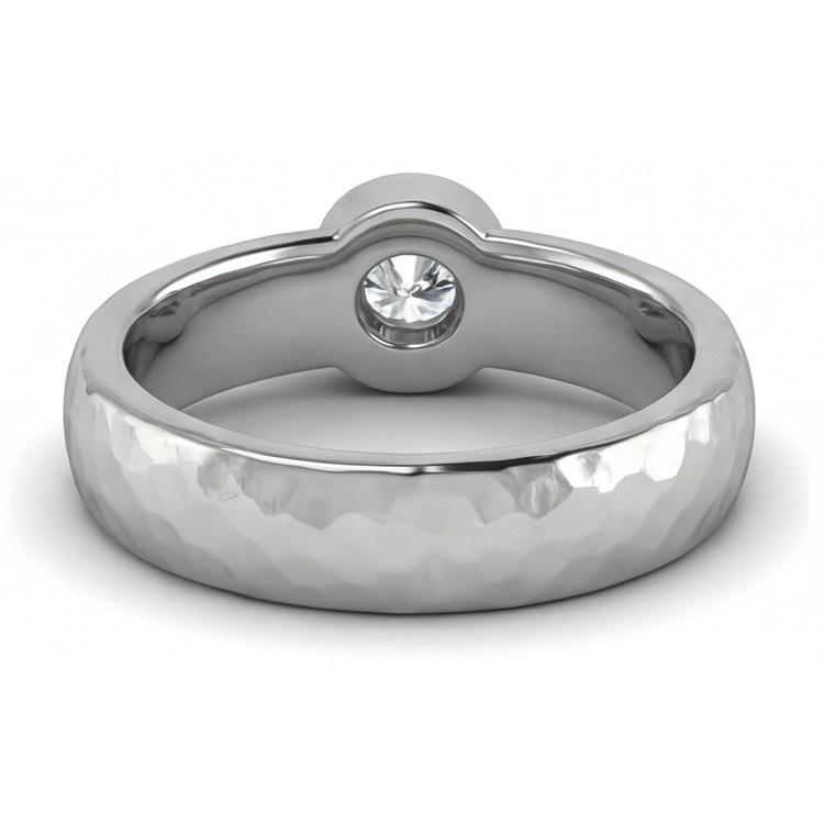Taille Ronde Diamant bague en Or Blanc 14 Carats – vue arrière