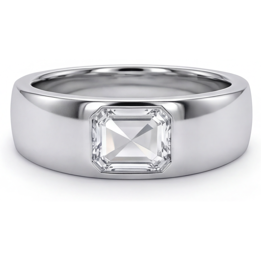 Taille à Degrés Diamant bague en Or 14K Blanc – vue principale