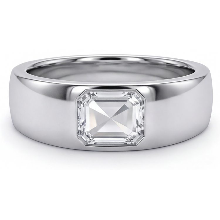 Taille à Degrés Diamant bague en Or 14K Blanc – vue principale