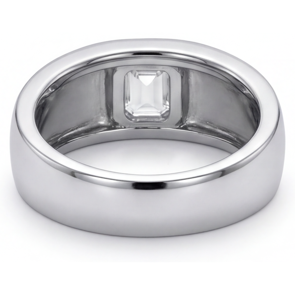 Taille à Degrés Diamant bague en Or 14K Blanc – vue d'angle
