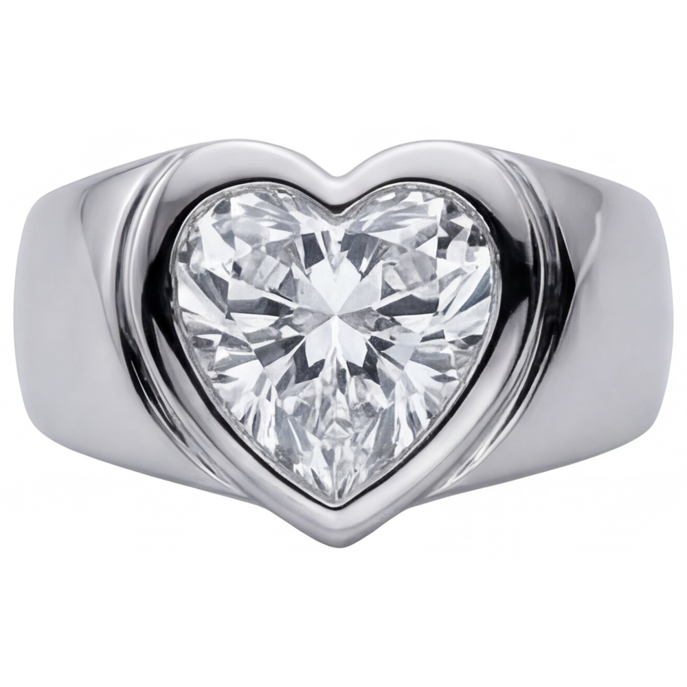 Diamant Bague pour Homme 4 carats Or Blanc 14 Carats – vue principale