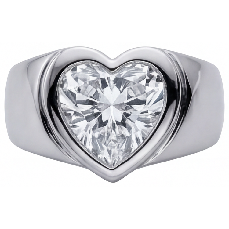 Diamant Bague pour Homme 4 carats Or Blanc 14 Carats – vue principale