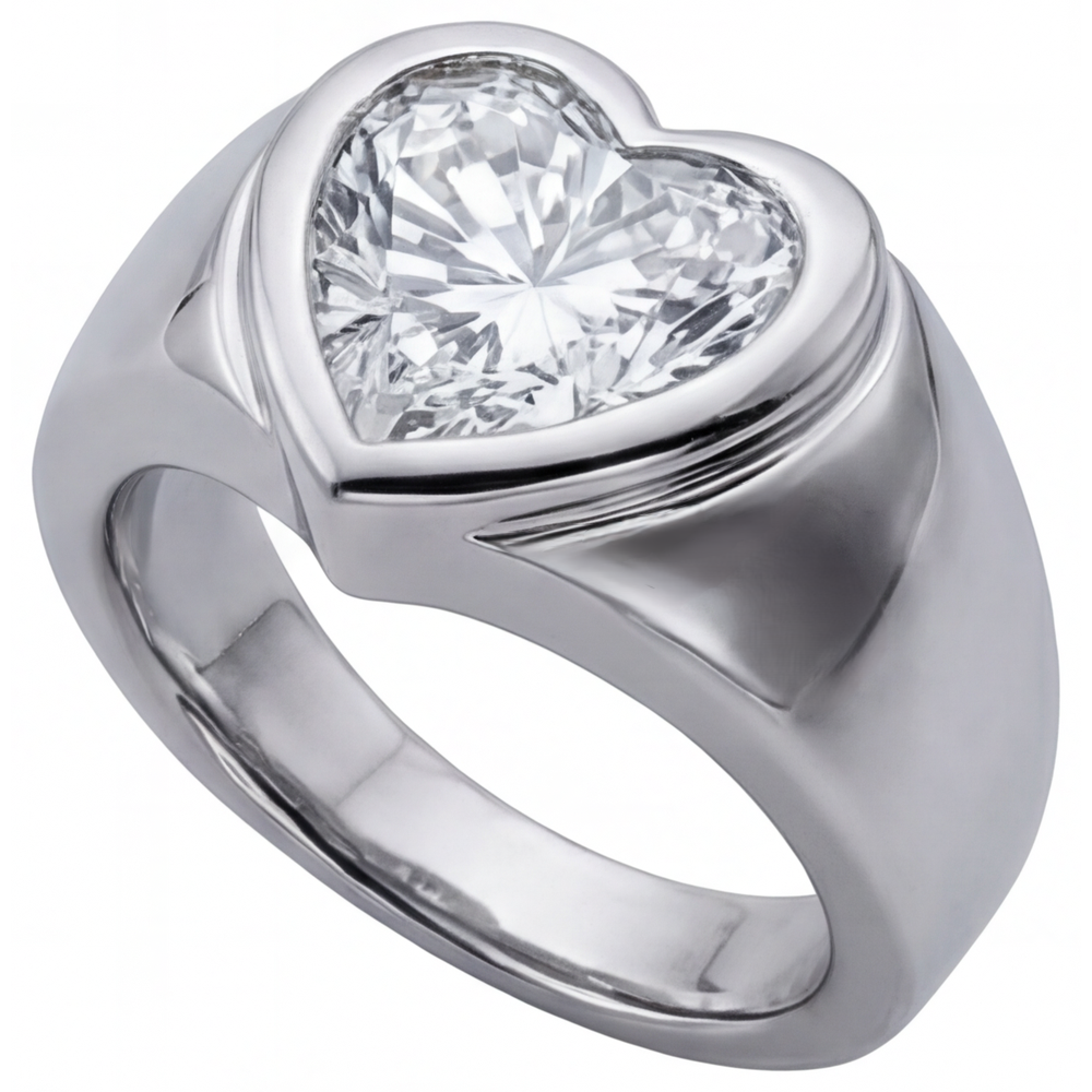 Bague pour Homme Or Blanc 14 Carats avec Diamant – vue de côté