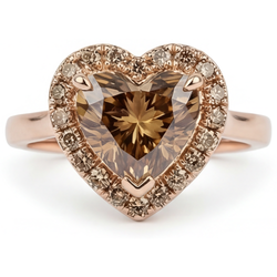 Or 14K Rose Diamant Désert Diamant Bague Sertie Halo 2,25 carats