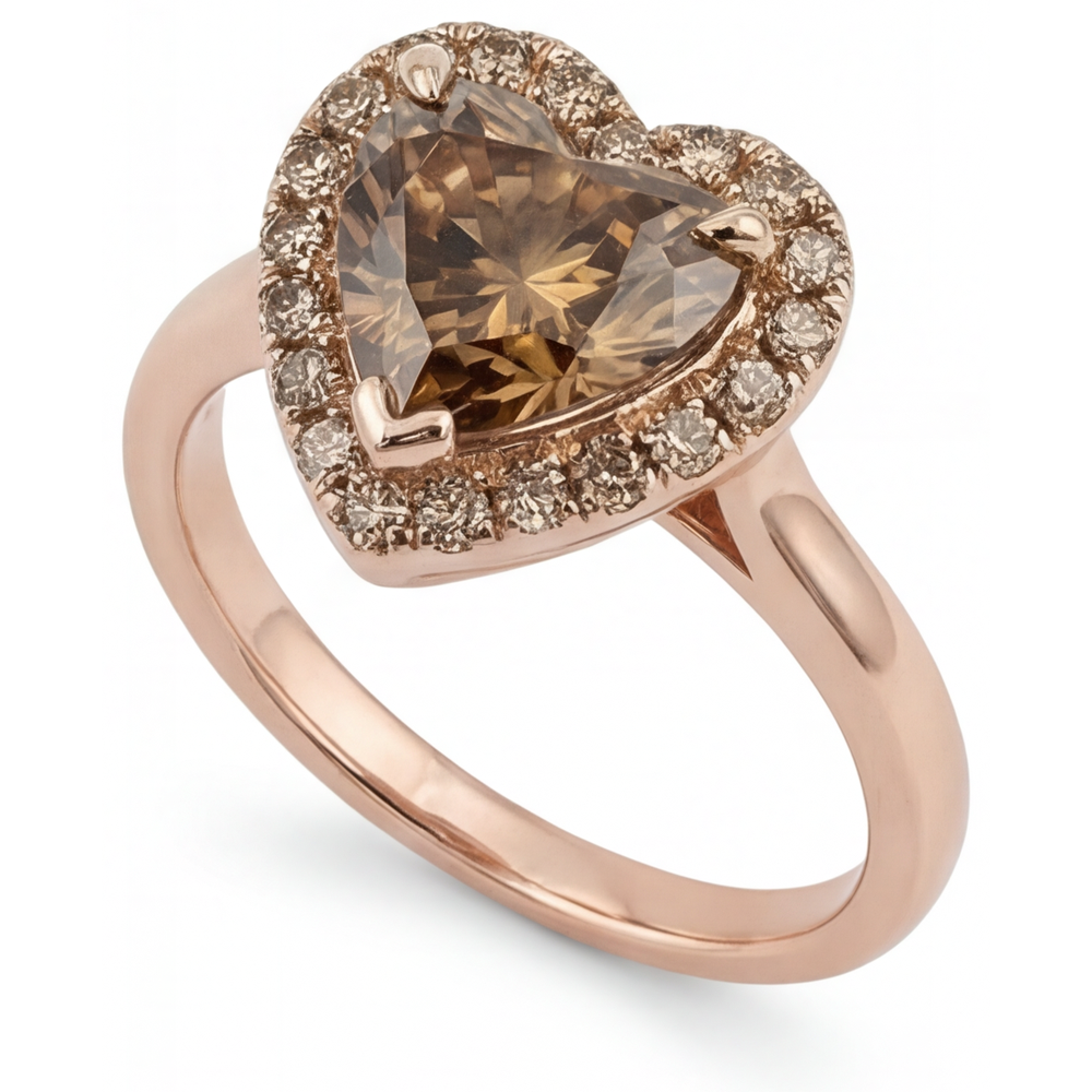 Diamant Bague Sertie Halo 2,25 carats Or 14K Rose – vue de côté