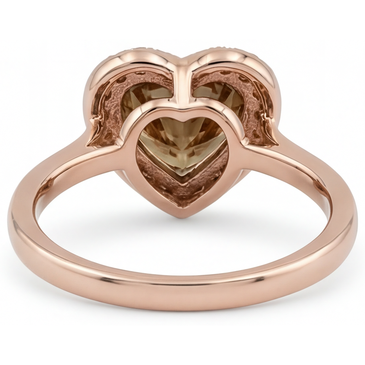 Forme Cœur Diamant bague en Or 14K Rose – vue de profil