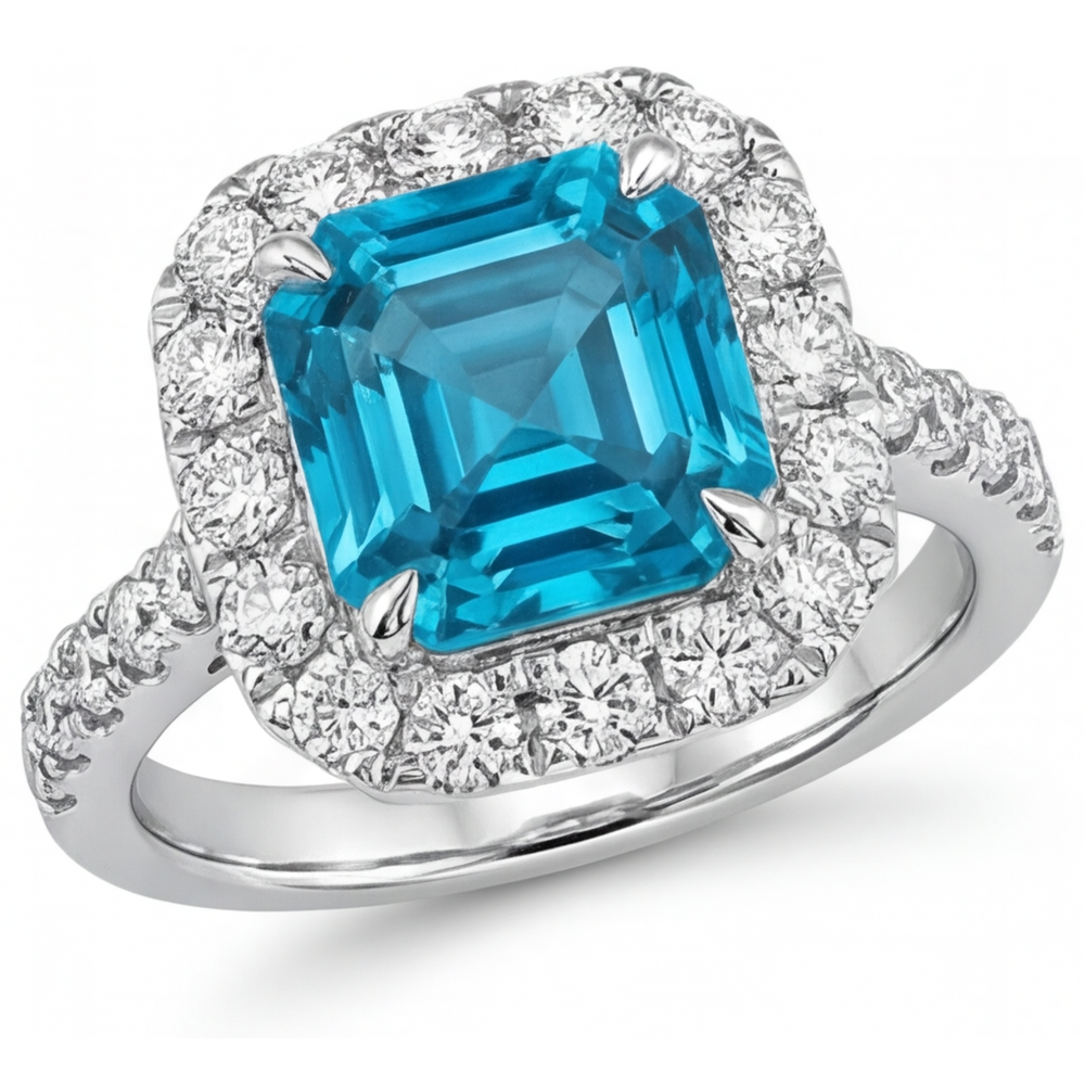 Asscher Diamant bague en Or Blanc 14 Carats – vue principale