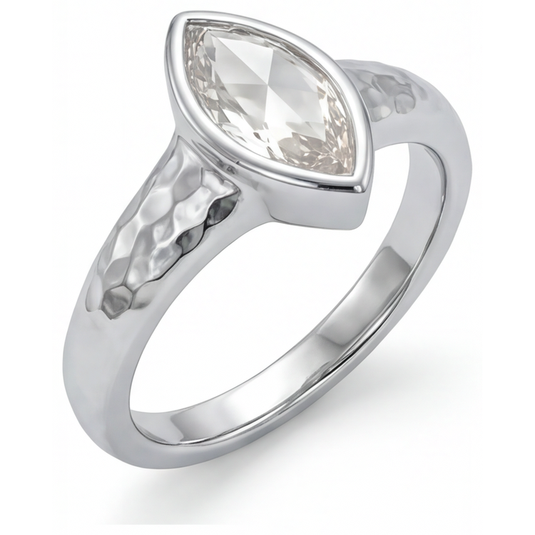 Diamant Bague Solitaire 1,25 carats Or Blanc 14 Carats – vue d'angle