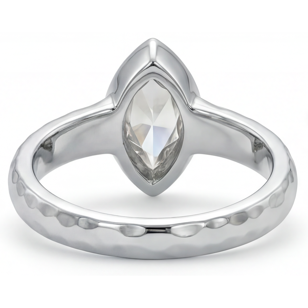 Bague Solitaire Or Blanc 14 Carats avec Diamant – vue de dessus