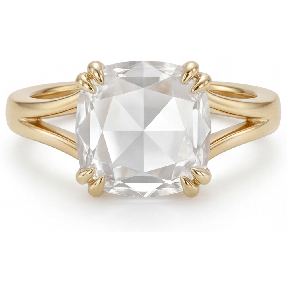 Taille Coussin Diamant bague en Or Jaune 14 Carats – vue principale