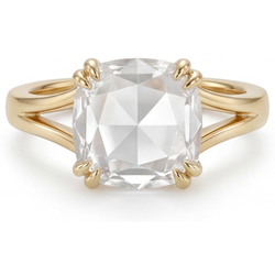 Or Jaune 14 Carats Taille Rose Diamant Bague Solitaire 3,75