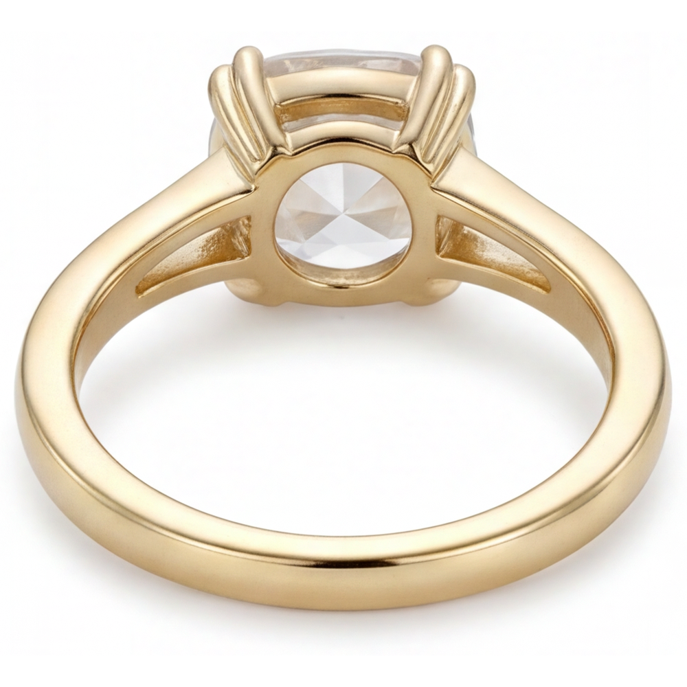 Bague Solitaire Or Jaune 14 Carats avec Diamant – vue de profil