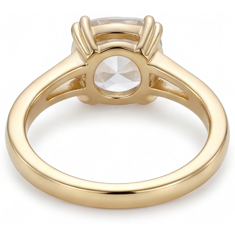 Bague Solitaire Or Jaune 14 Carats avec Diamant – vue de profil