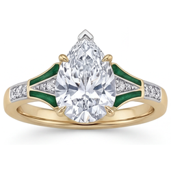 Fait à la main Diamant Bague Solitaire avec Accents 2 carats