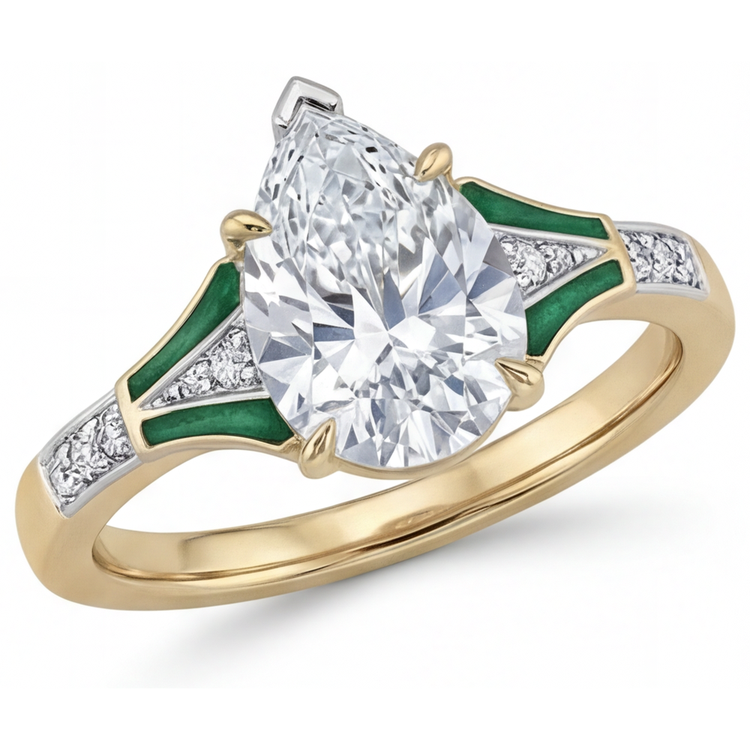 Diamant Bague Solitaire avec Accents 2 carats Or Bicolore 14 Carats – vue de côté