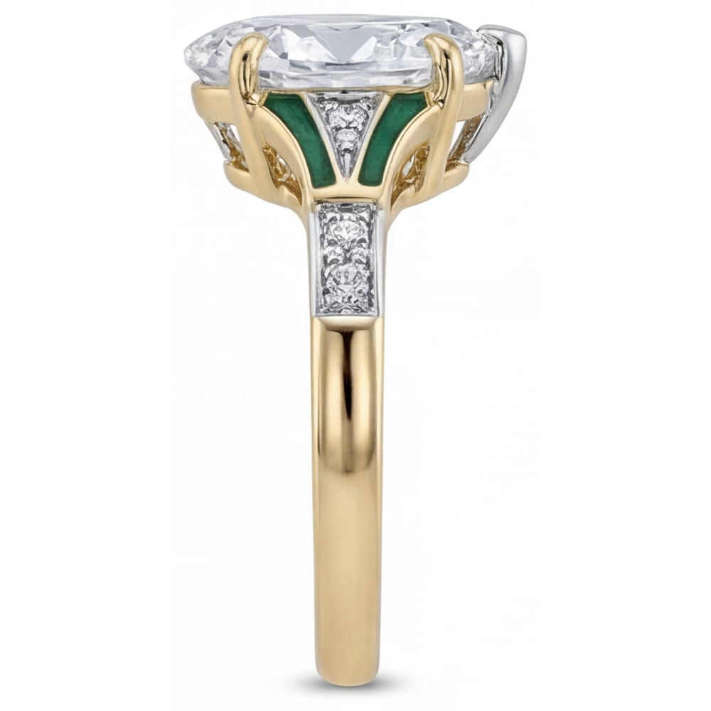 Fait à la main Bague Solitaire avec Accents 2 carats – vue de profil