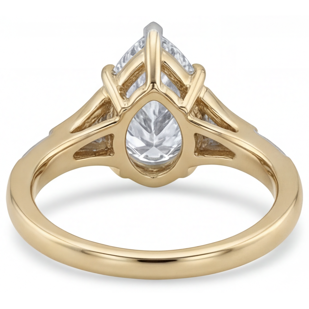 Fait à la main Bague Solitaire avec Accents 2 carats – vue de dessus