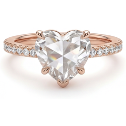 Or Rose 14 Carats Taille Rose Ancienne Diamant Bague Solitaire