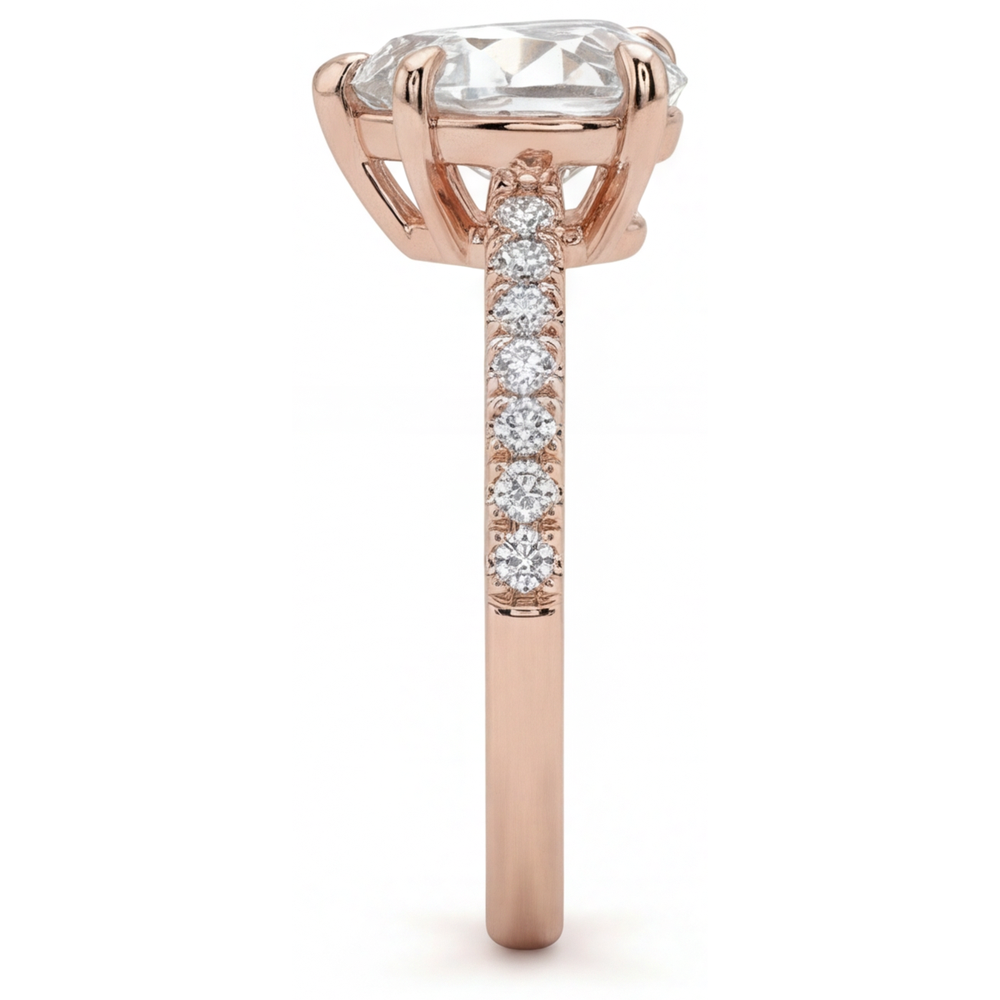 Diamant Bague Solitaire avec Accents – vue d'angle