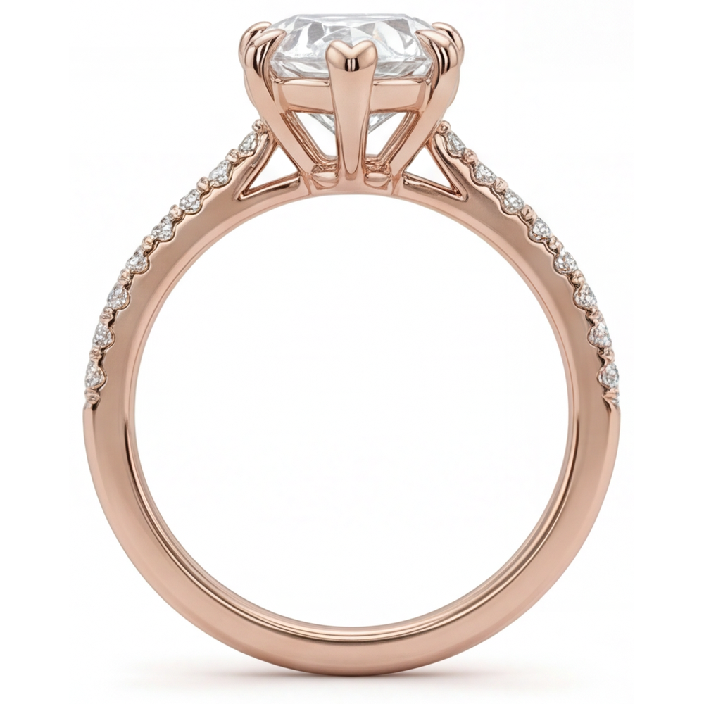 Diamant Bague Solitaire avec Accents 2 carats Or Rose 14 Carats – vue de dessus