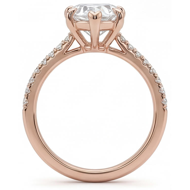 Diamant Bague Solitaire avec Accents 2 carats Or Rose 14 Carats – vue de dessus