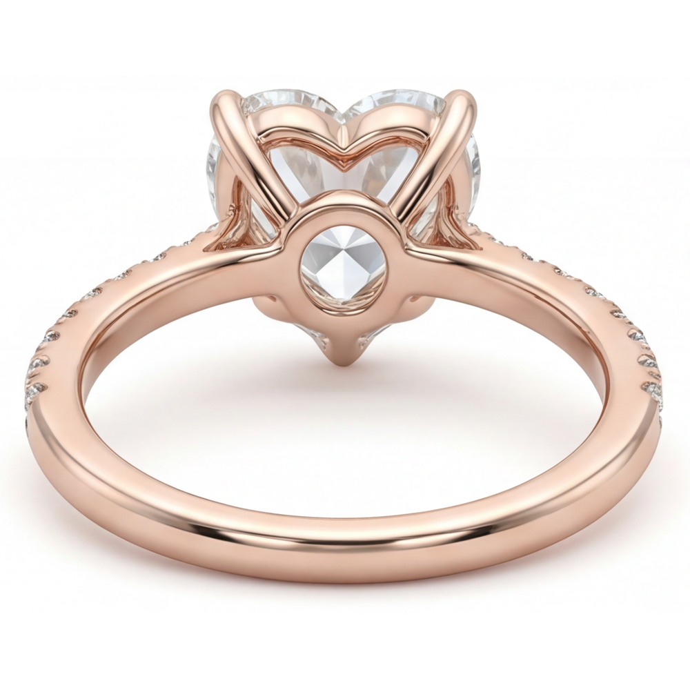 Diamant Bague Solitaire avec Accents 2-carats Or Rose 14 Carats – vue arrière