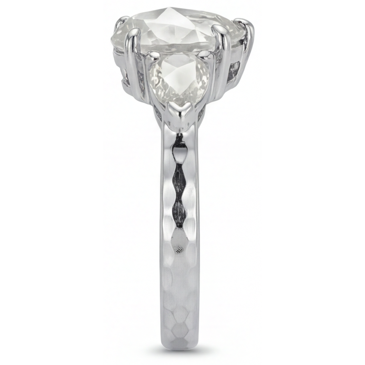 Taille Poire Diamant bague en Or Blanc 14 Carats – vue d'angle