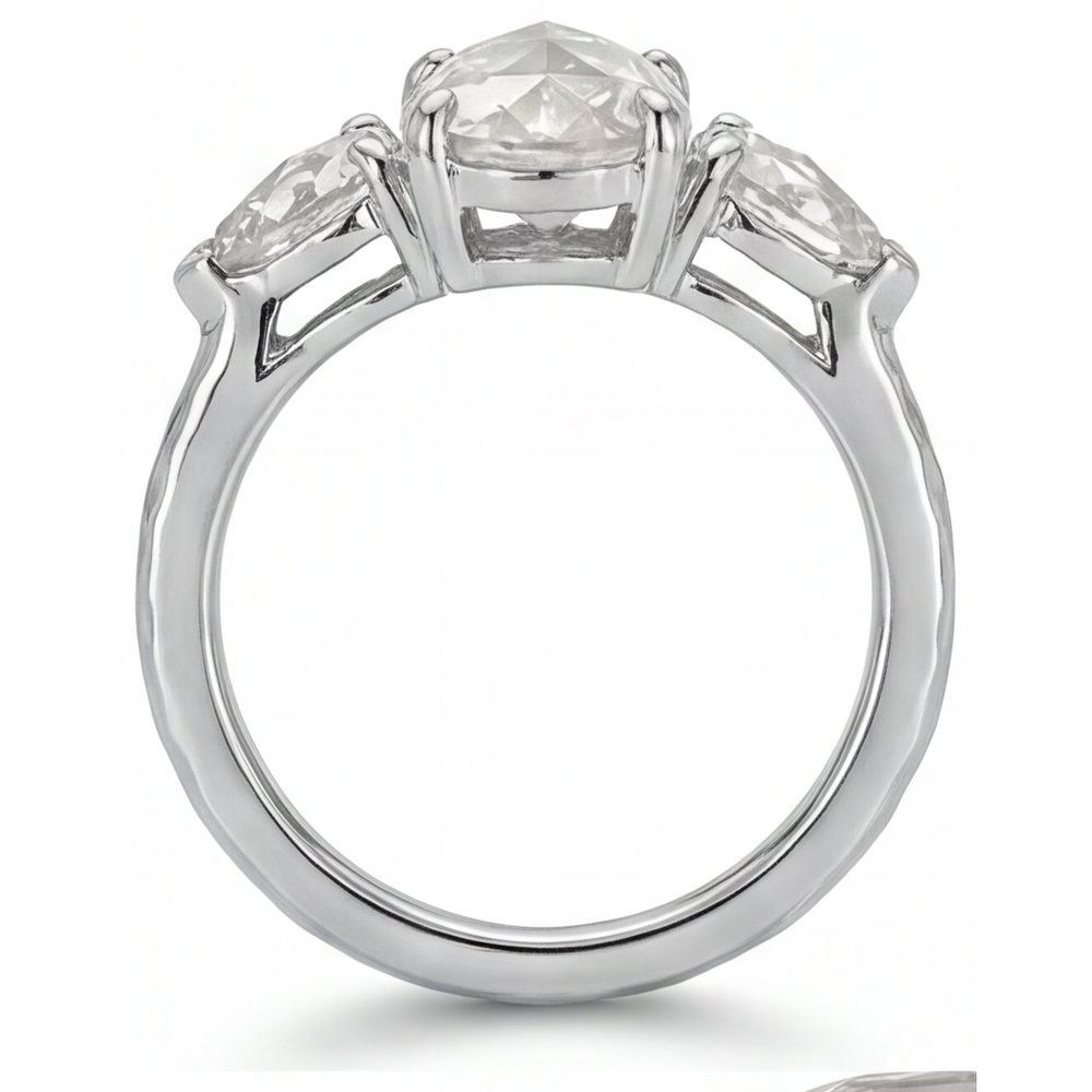 Diamant Bague Trilogie 1,5 carats Or Blanc 14 Carats – vue de profil