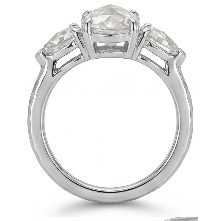 Diamant Bague Trilogie 1,5 carats Or Blanc 14 Carats – vue de profil