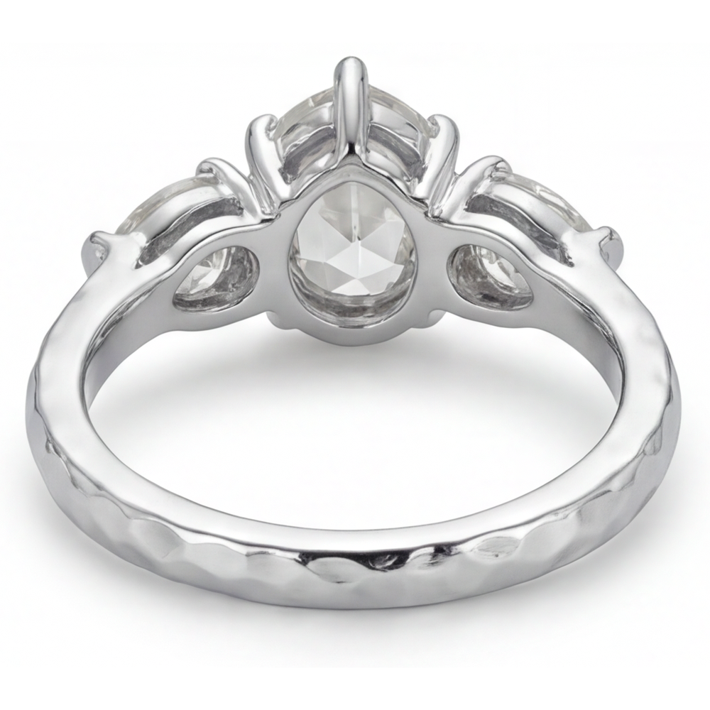 Bague Trilogie Or Blanc 14 Carats avec Diamant – vue de dessus