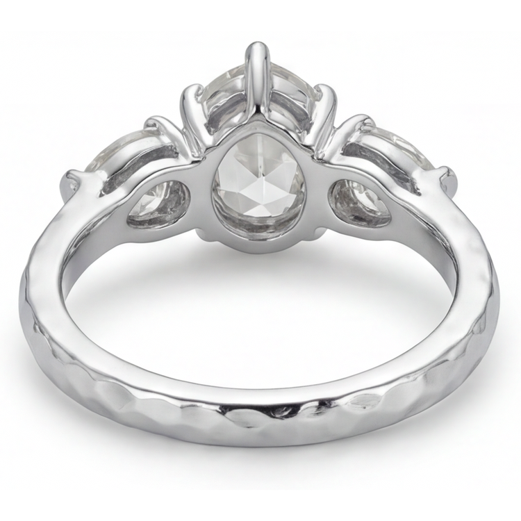 Bague Trilogie Or Blanc 14 Carats avec Diamant – vue de dessus