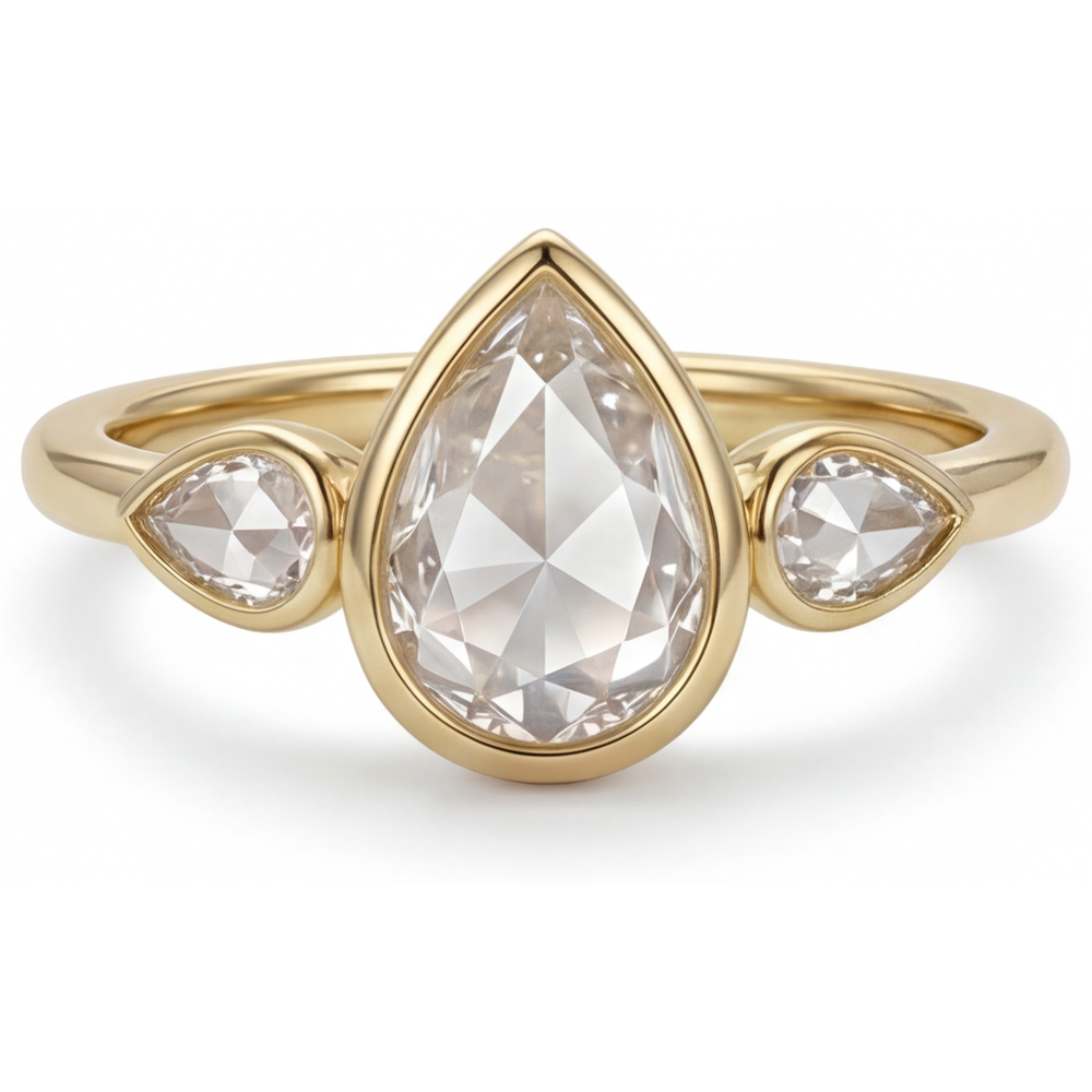 Bague Trilogie Or 14K Jaune avec Diamant – vue principale