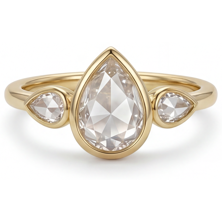 Bague Trilogie Or 14K Jaune avec Diamant – vue principale