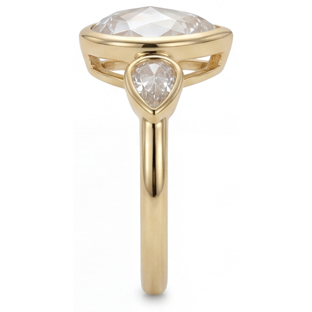 Bague Trilogie Or 14K Jaune avec Diamant – vue d'angle