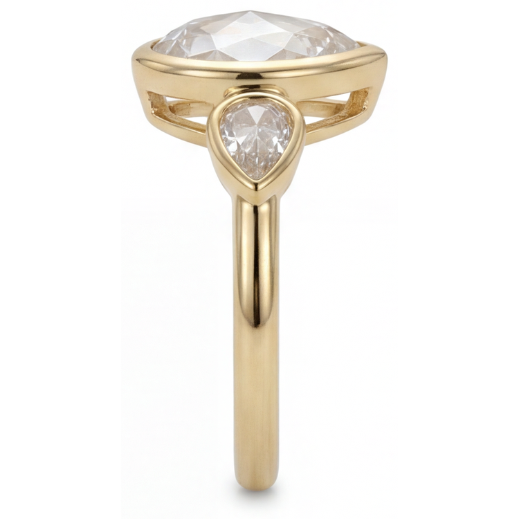 Bague Trilogie Or 14K Jaune avec Diamant – vue d'angle