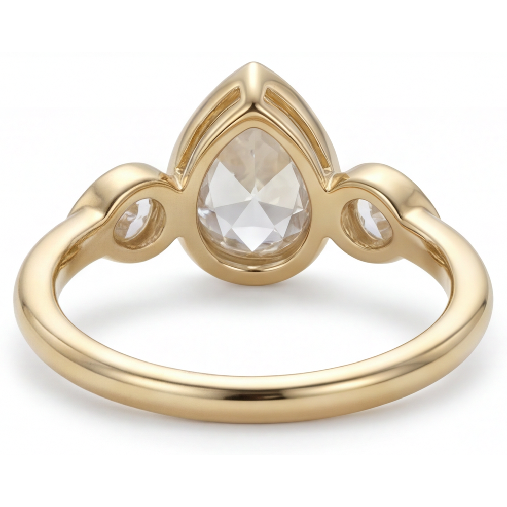 Diamant Bague Trilogie 1,50-carats Or 14K Jaune – vue de profil