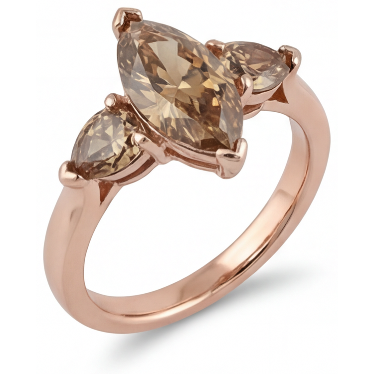 Diamant Bague Trois Pierres – vue de côté