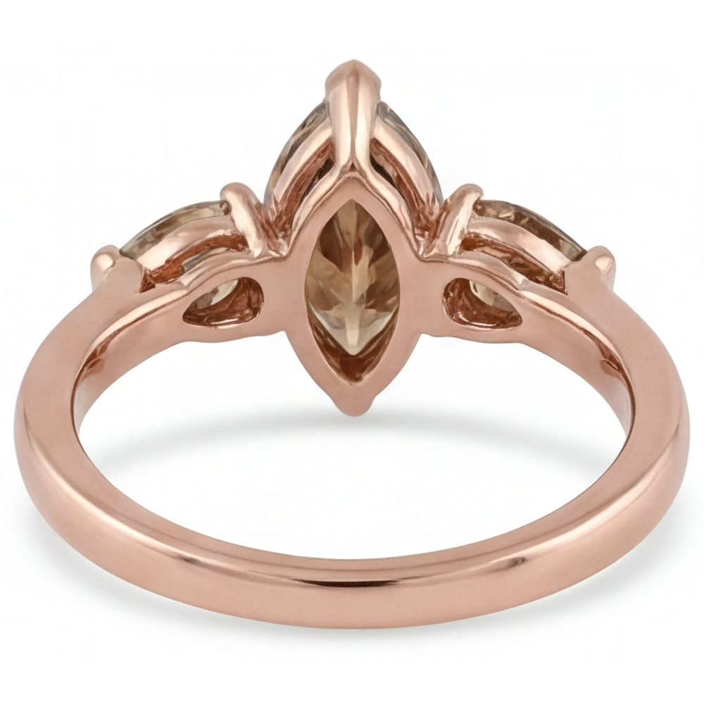 Diamant Bague Trois Pierres 1,5 carats Or Rose 14 Carats – vue d'angle