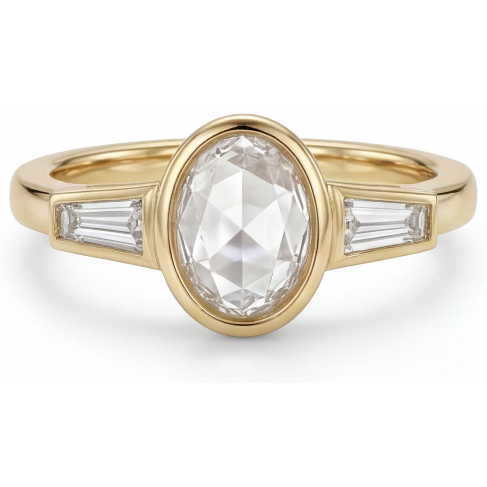 Artisanal Diamant Bague Trois Pierres 2 carats – vue principale