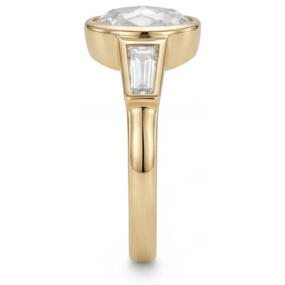 Diamant Bague Trois Pierres 2-carats Or 14K Jaune – vue d'angle