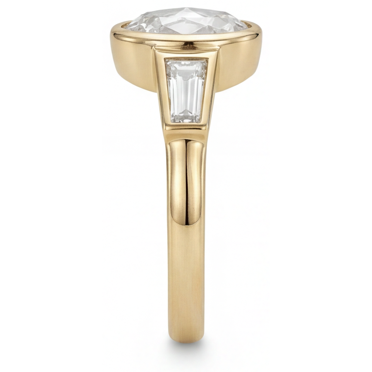 Diamant Bague Trois Pierres 2-carats Or 14K Jaune – vue d'angle