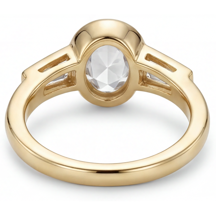 Bague Trois Pierres Or 14K Jaune avec Diamant – vue de dessus