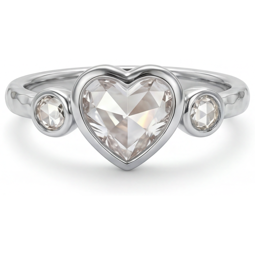 Taille Cœur Diamant bague en Or Blanc 14 Carats – vue principale