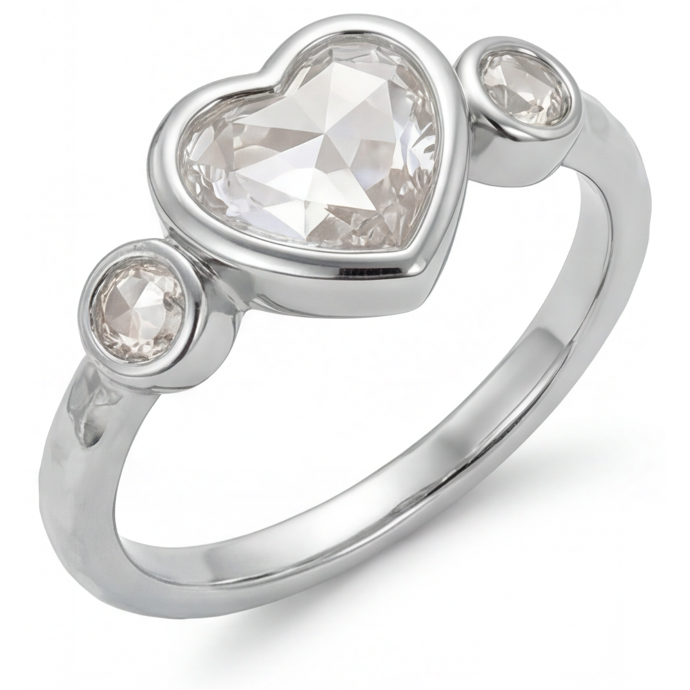 Diamant Bague Trois Pierres 2 carats Or Blanc 14 Carats – vue de face