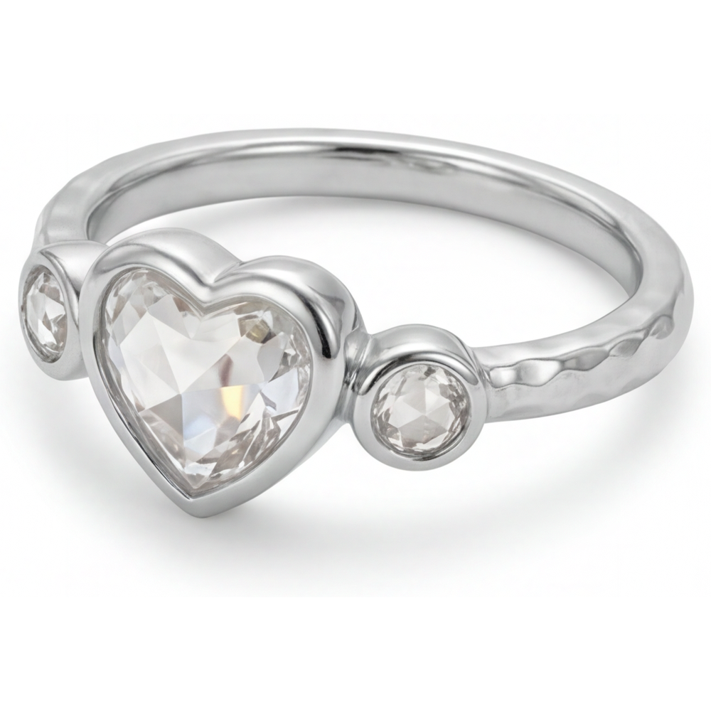 Diamant Bague Trois Pierres 2 carats Or Blanc 14 Carats – vue de côté