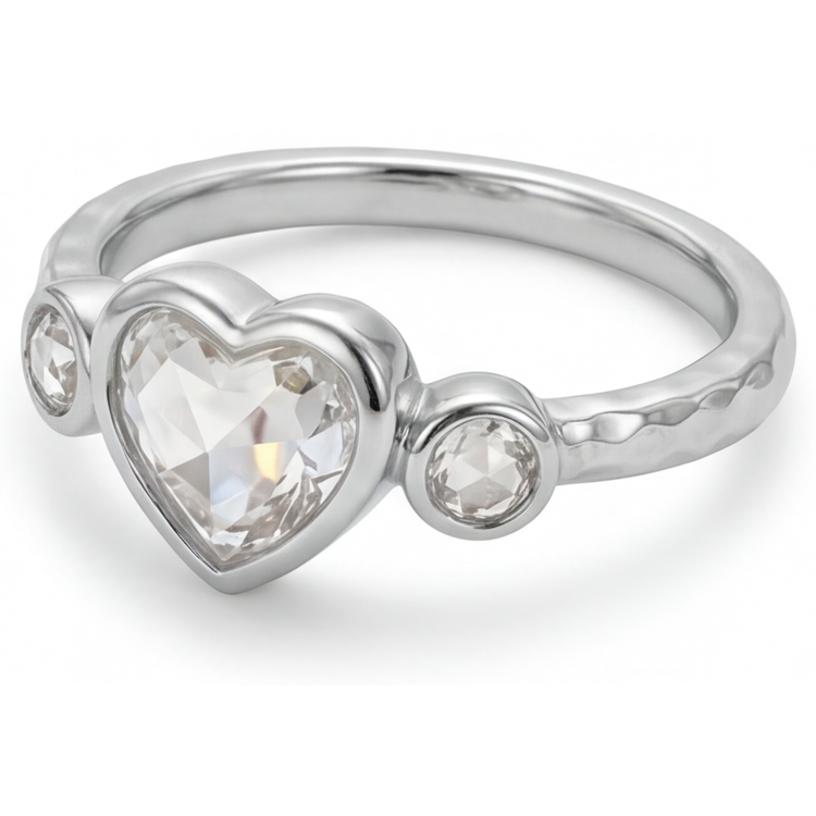 Diamant Bague Trois Pierres 2 carats Or Blanc 14 Carats – vue de côté