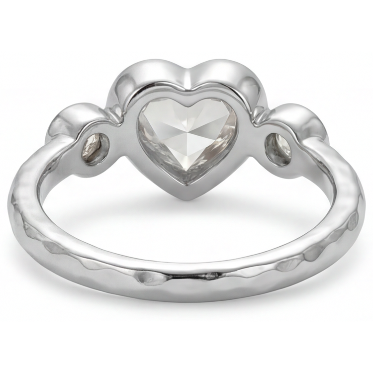 Taille Cœur Diamant bague en Or Blanc 14 Carats – vue de profil