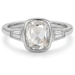 Taille Rose Bague Trois Pierres – Diamant 3 carats Or Blanc 14