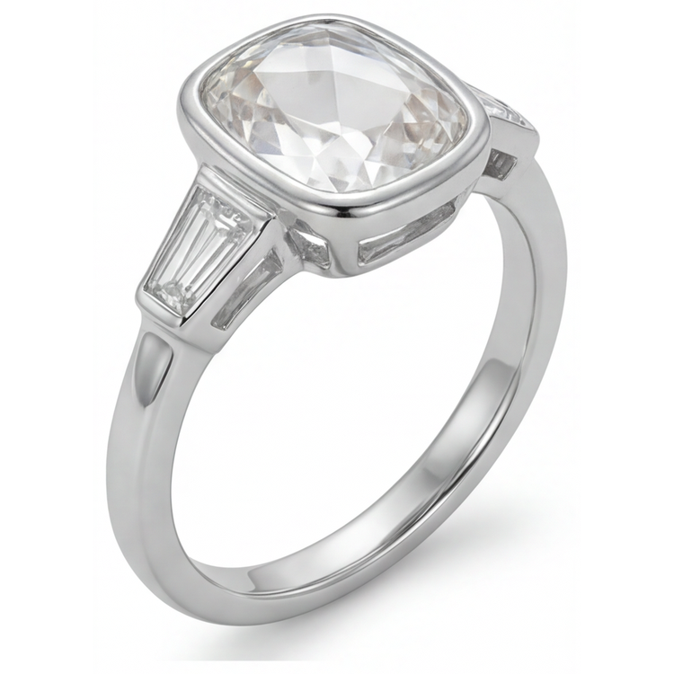 Artisanal Diamant Bague Trois Pierres 3 carats – vue de face
