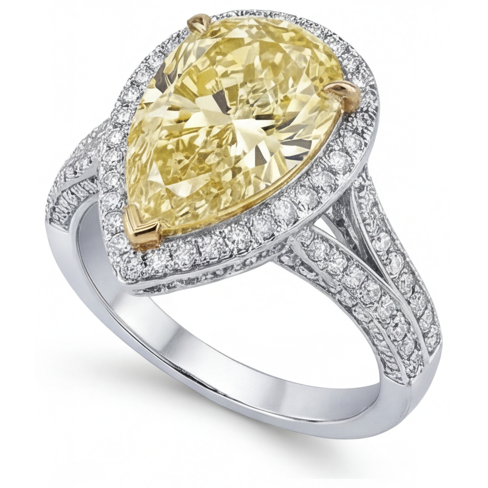 Bague Or Bicolore 14 Carats avec Diamant Canari – vue de face